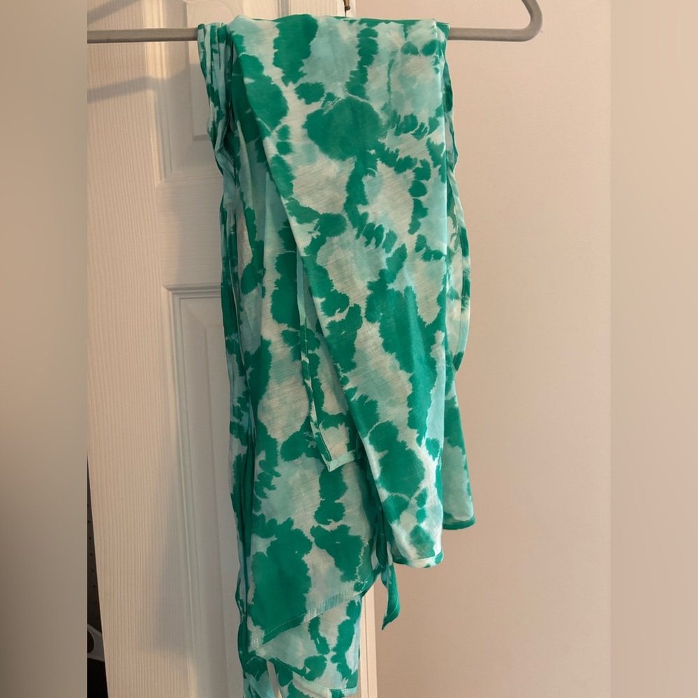 Green and White Wrap Skirt